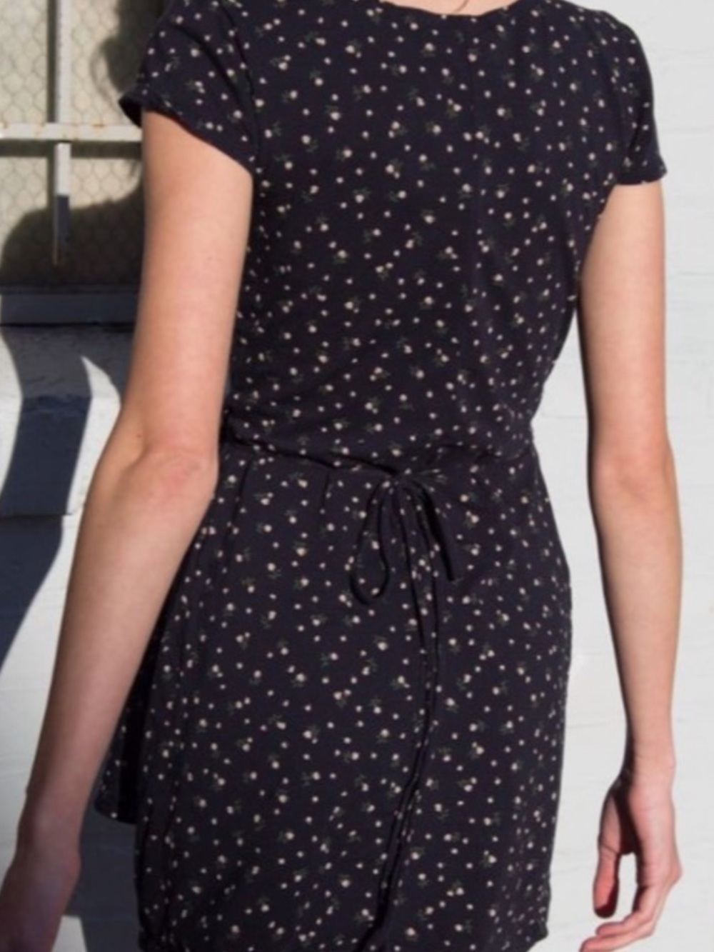 Brandy Melville Navy Floral Wrap-Style Midi Dress - Picture 2 of 13